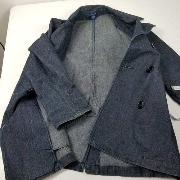 J Crew Blue Jean Denim Blazer Jacket Double Breasted Dark Wash Nice Size S - Picture 3 of 7